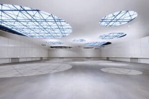 Empty,Exhibition,Center.,Backdrop,For,Exhibition,Stands.sunlight.3d,Render.