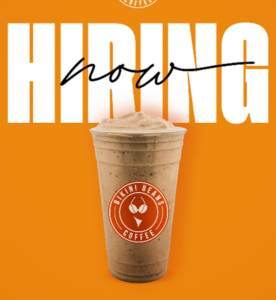 Bikini Beans Coffee Now Hiring bikini beans graphic